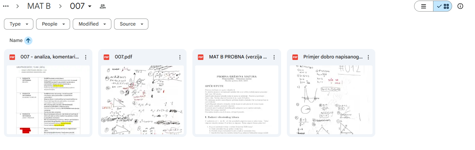 Matematika B - primjer probne mature